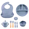 9-Piece Baby Silicone Feeding Set with Suction Bowl & Divided Plate